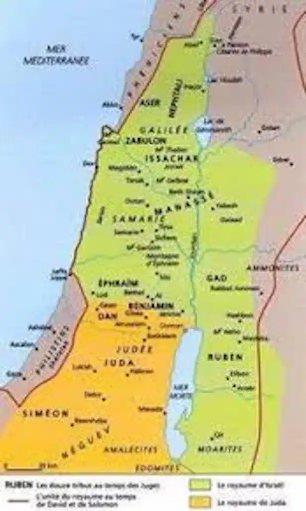 Ancien royaume d'Israël les 12 tribus