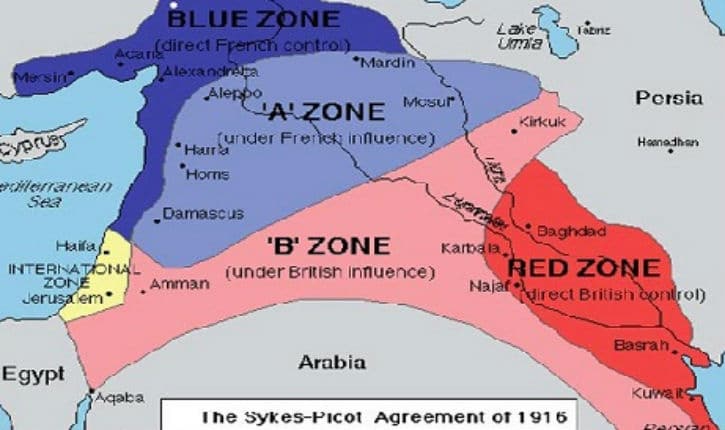 Carte des accords Sykes-Picot
